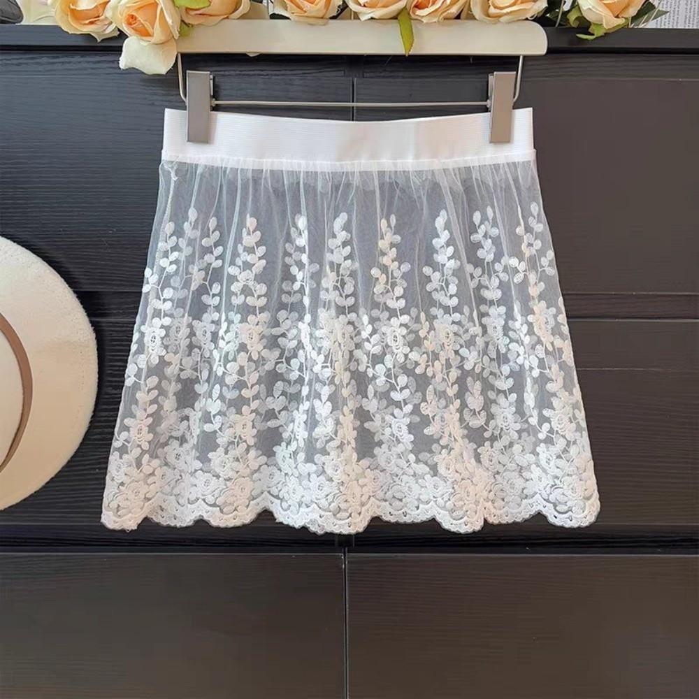 Transparent Lace Underskirt Slips Sweet Mesh Underskirt Slips Dress Safety Skirt Petticoat Female