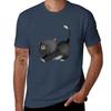 Cute Cat Painted With Black Watercolor Tshirt Basic Daily Outfit Short Sleeve Tee
