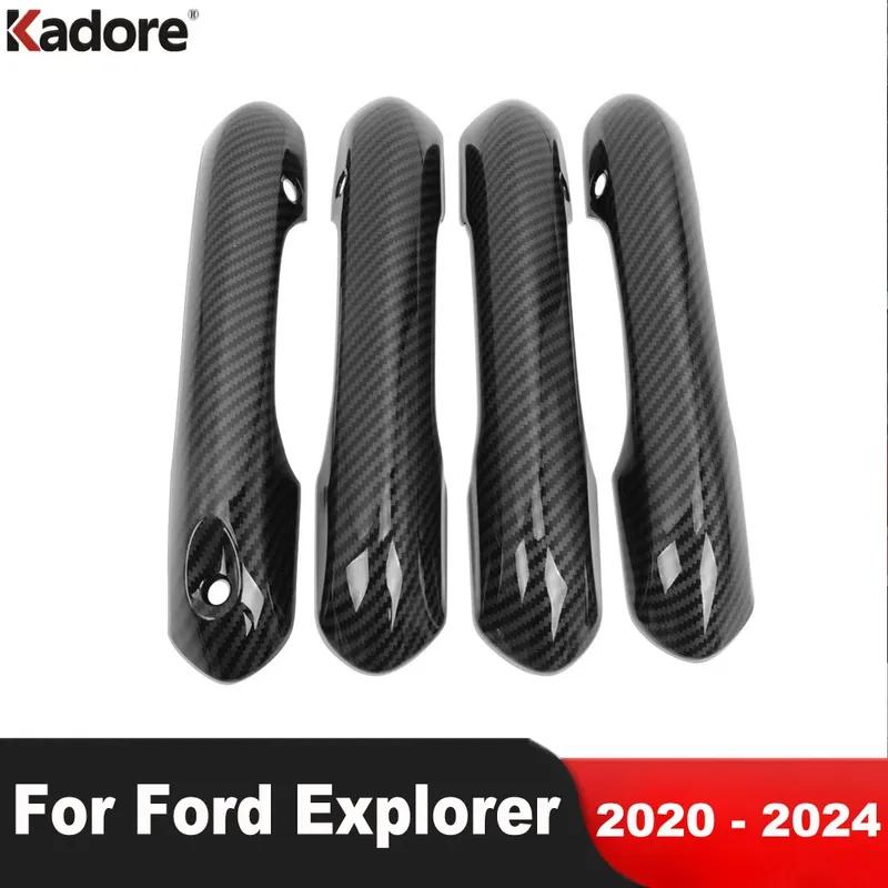 Door Handle Cover Trim For Ford Explorer -  2024 Carbon Fiber Car Side Door Handle Bowl Cup Covers Frame Accessories
