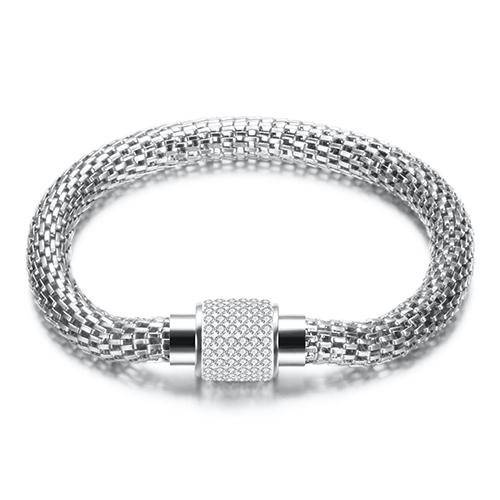 NEW Designer Jewelry Bijouterie Rhinestone Charm Bracelets for Women Stainless Steel Magnet Clasp Crystal Bracelets & Bangles