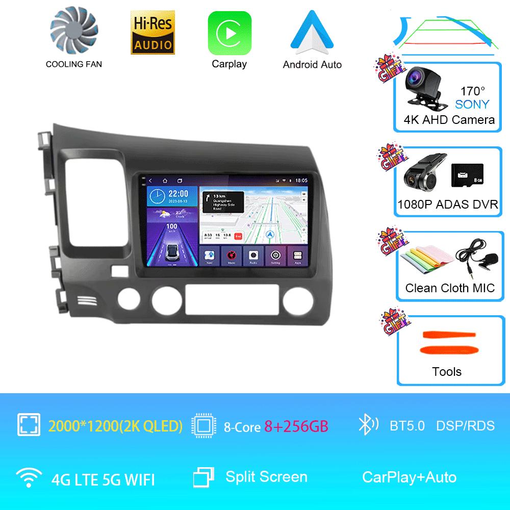 Android 14 9" DSP Car Stereo Radio For Honda Civic 8 2005 - 2012 Multimedia Video Player Navigation GPS 2 Din 4G WiFi Audio DVD