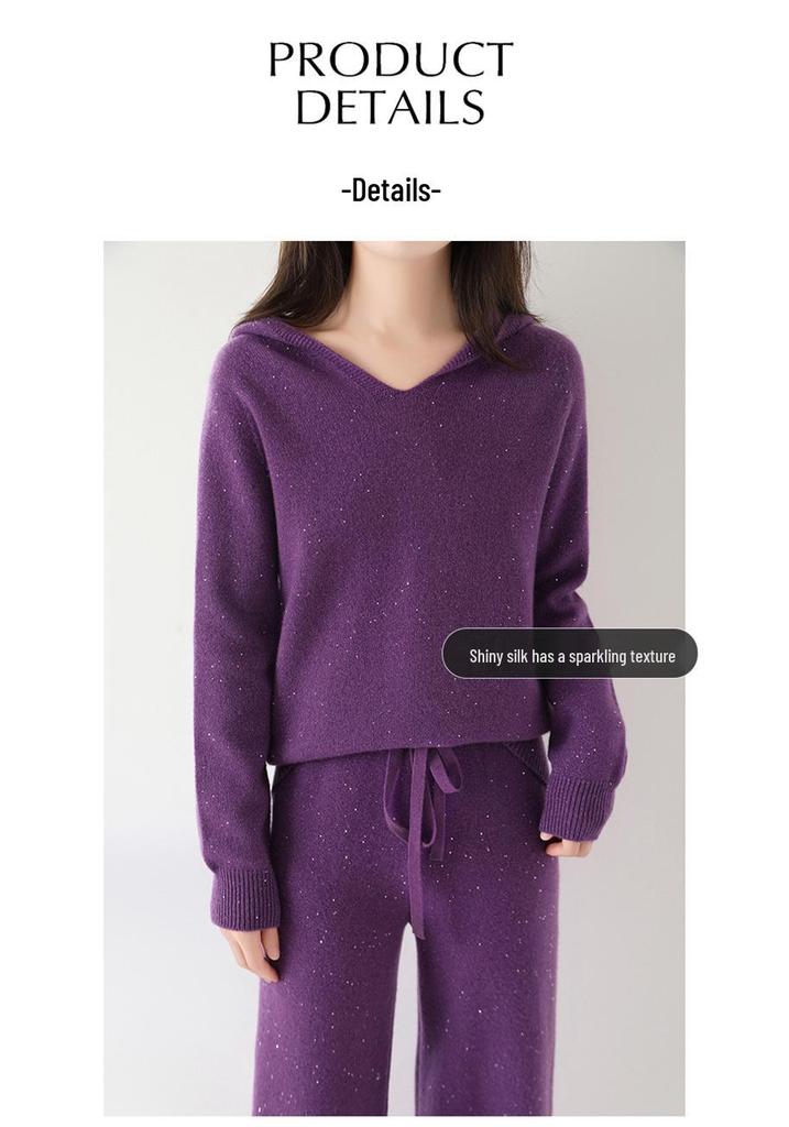 Wool Knit V-neck Sweater - Women's 2025 Autumn/Winter Collection