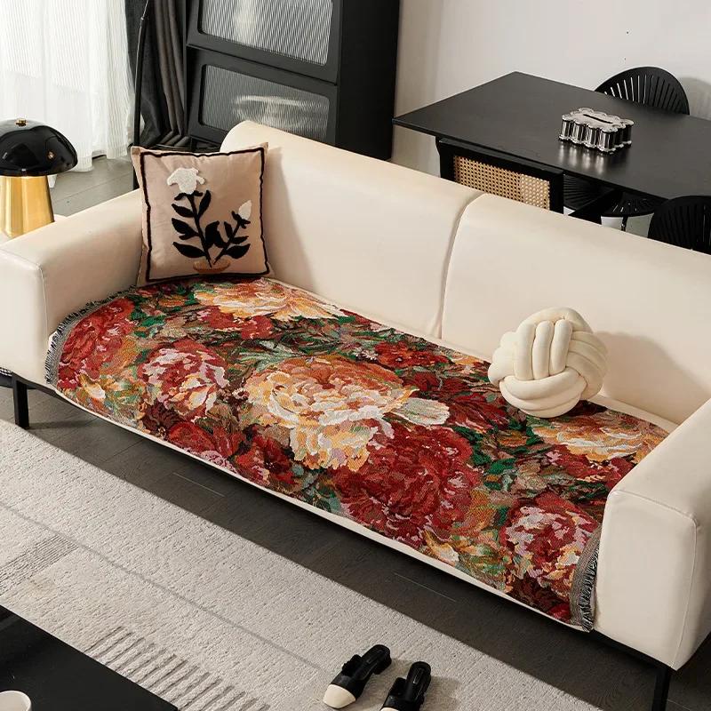 Cartoon Printed Sofa Towel Four Season Universal Sofa Cover Cloth Breathable Anti Slip Dirt Resistant Sofa Cover Couch Cushion