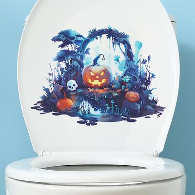 Fun-m167 Halloween Pumpkin Skull Bathroom Toilet Toilet with Home Decor Decal