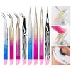 Double-Ended Eyelashes Extension Tweezers Makeup Tools Nail Art Tweezers With Silicone Pressing Head Nail Stickers Pick Up Clip