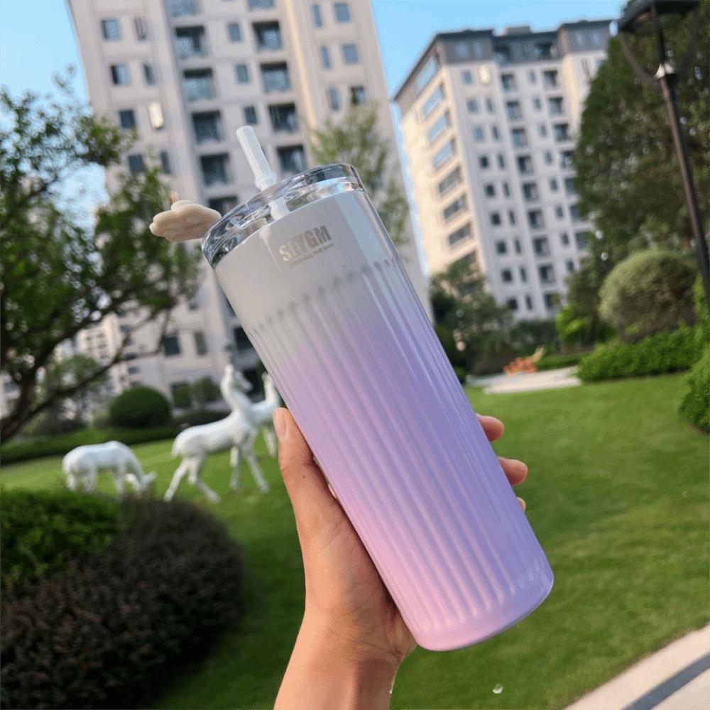 Large Capacity Gradual Change Color Coffee Cup 500ML Insulated Water Bottle  Sports