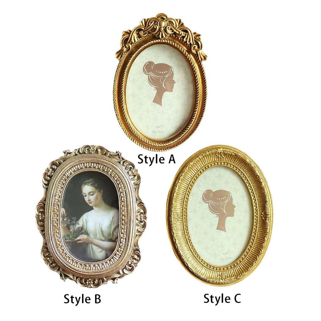 European Style , Wall Hanging Oval Resin French Photo Frame for Bedroom Gift Bookshelf Restaurant