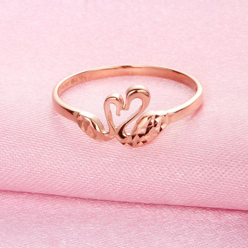 Rose Gold Plated Swan Ring Temperament Purple Gold Live Design Jewelry