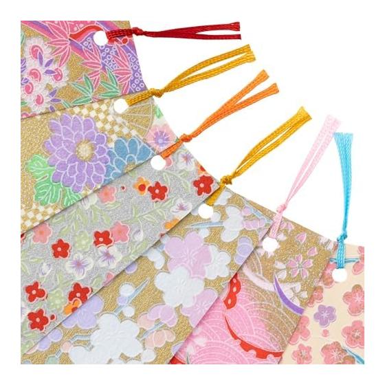 Washi Kawasumi Yuzen Washi Bookmark - Set of 6 - Warm Texture of Japanese Paper - Gentle on Fingers and Books - Popular Souvenir for Overseas - Also