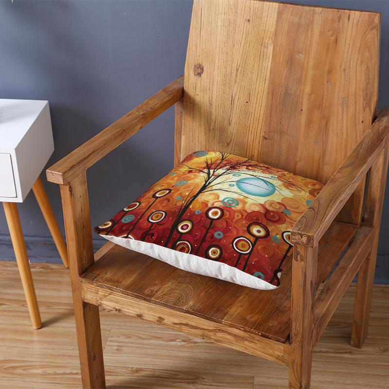 Home Oil Painting Tree Pillow Cover Polyester Sofa Car Pillow Cushion Cover Combination Pack