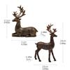 2PCS Retro Copper Reindeer Christmas Decoration Resin Christmas Reindeer Statues Standing and Sitting Deer Ornaments Home Decor