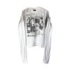 Printed Crew Neck Pullover T-shirt Men's and Women's Clothing European and American Autumn and Winter Fashion New High Street Retro Harajuku
