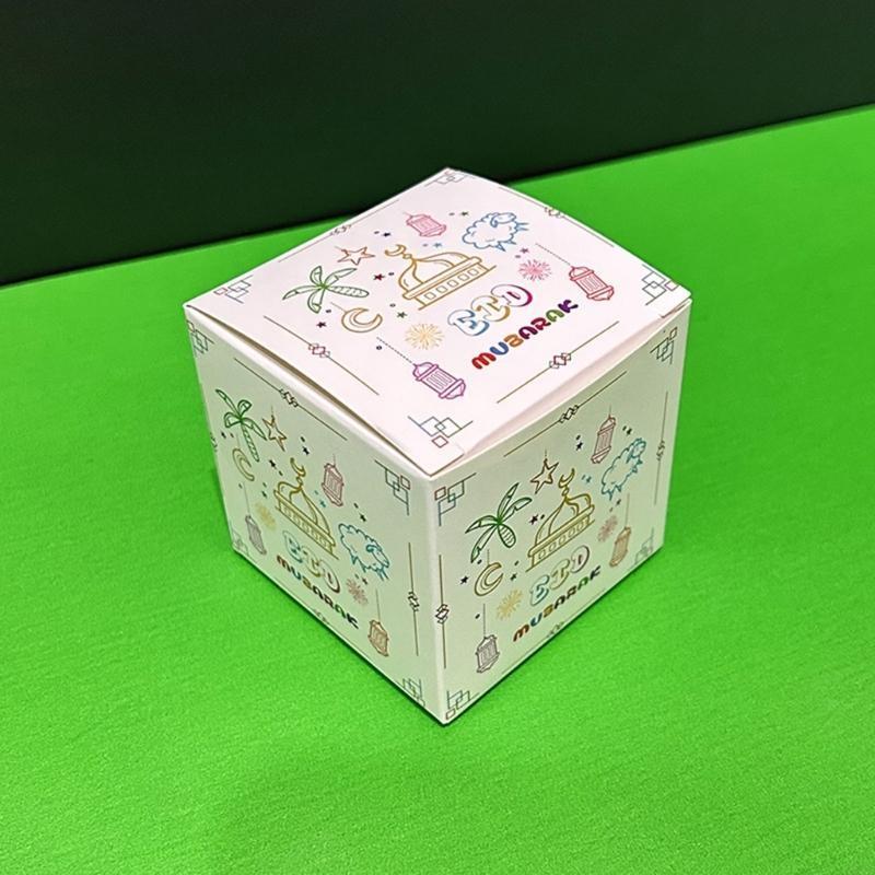 10pcs Eid Mubarak Gift Box Candy Storage Organizers Guest Party Gift  for Candy Biscuits Chocolate Cookie Wrapping X3UC