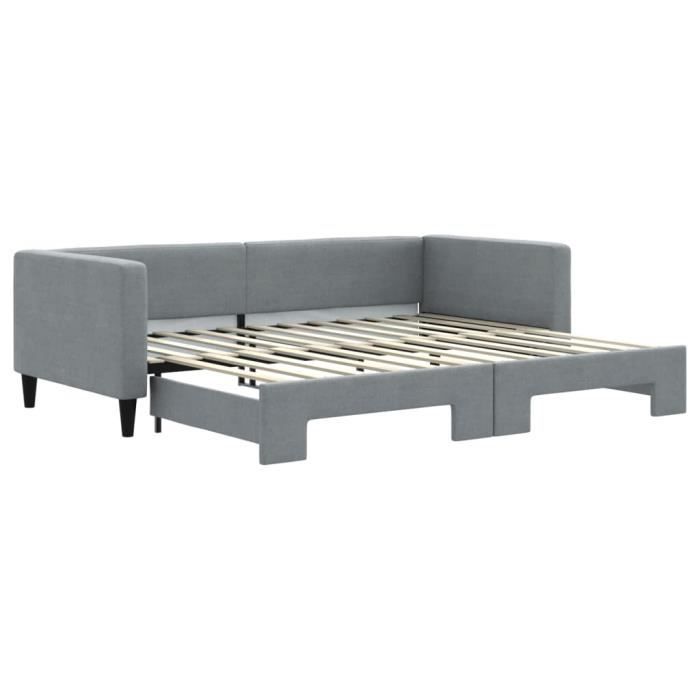 VidaXL Lit de jour avec lit gigogne gris clair 90x200 cm tissu 3196578