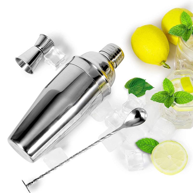 24 oz 750 ml Cocktail Bar Martini Drink Shaker Set mit Sieb Edelstahl Barkeeper-Set Cocktail-Drink-Mixer mit Jigger