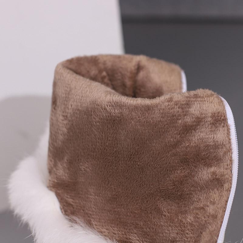 Women's High-heeled Boots Autumn and Winter Xiaoxiangfeng Thick-heeled Large-size Rabbit Fur Medium Boots