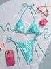 Women's Lace-Up Two-Piece Print Bikini - European & American Design