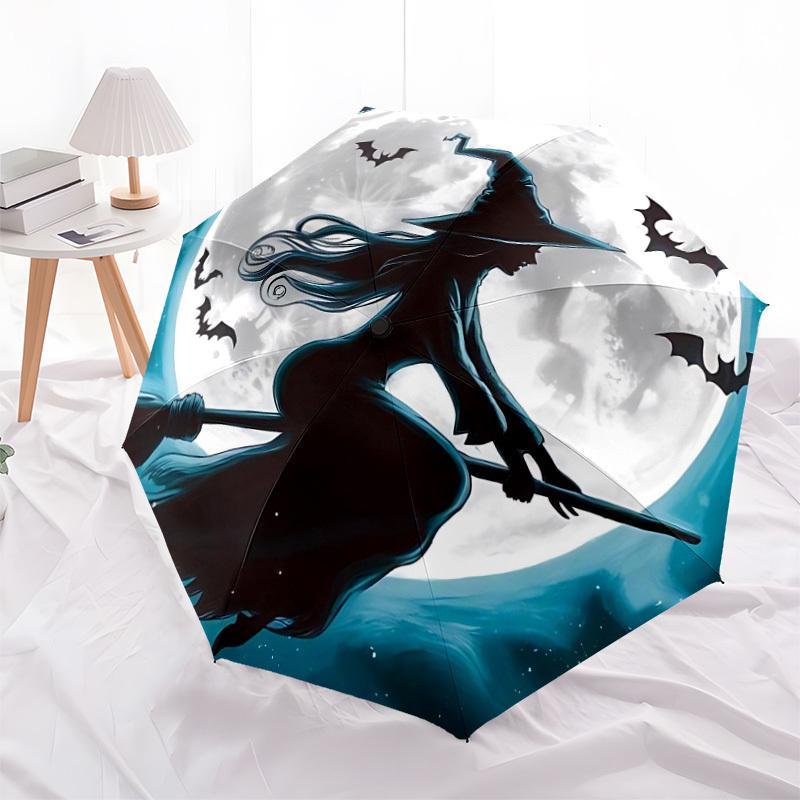 1PC Witch Moon Automatic Folding Umbrella - Compact 8-Rib Design, Durable Plastic & Iron, Lightweight for Outdoor Daily Use, Festive Gift098