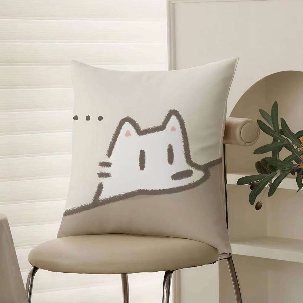 Happy Office Worker Cartoon Work Pillow Case Comfort Sofa Bed Silky elegant Invisible zipper Decorative cushion cover