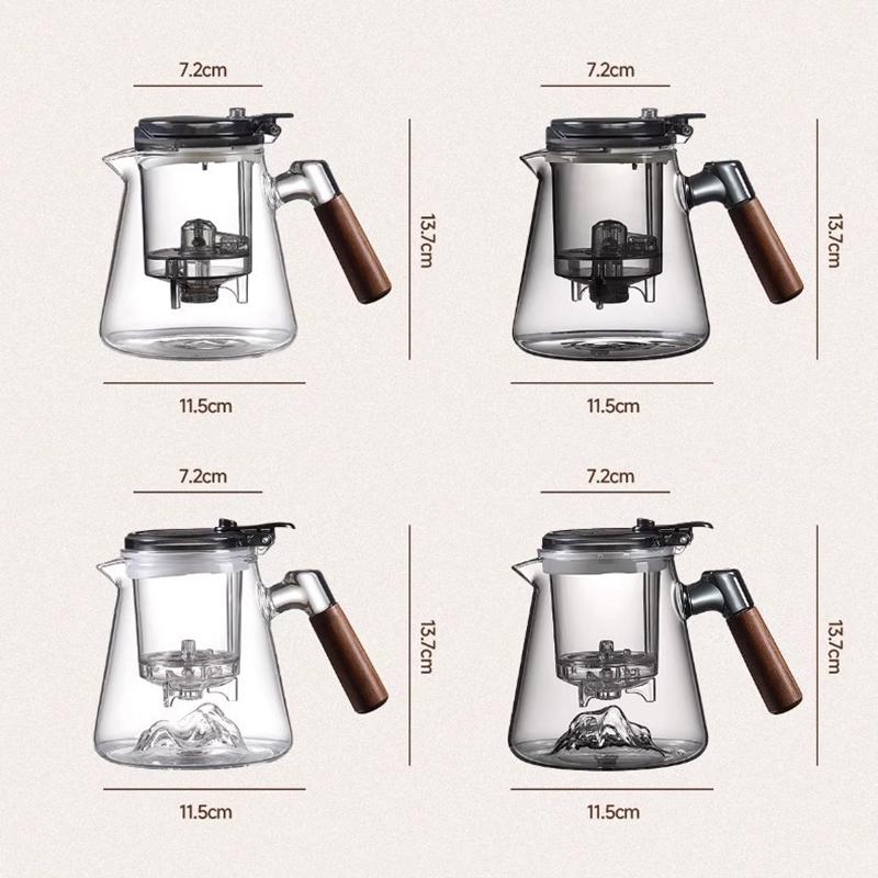 Hitzebeständige Glas-Teekanne mit Sieb Teefilterkanne Automatische Blattabtrennung Brühkessel Haushaltsgebrauch Tragbar Klares Teegeschirr-Set