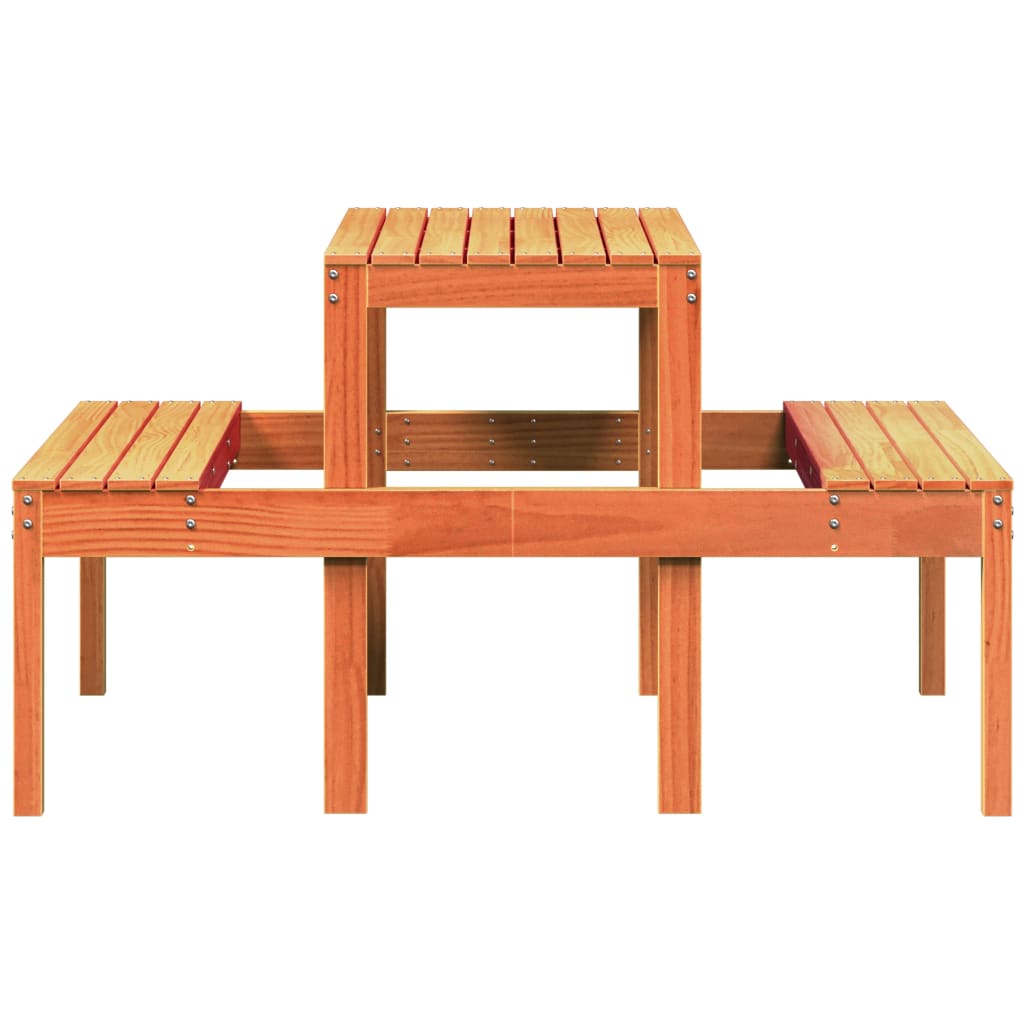 Picnic Table Wax Brown 110 X 134 X 75 Cm Solid Pine Wood