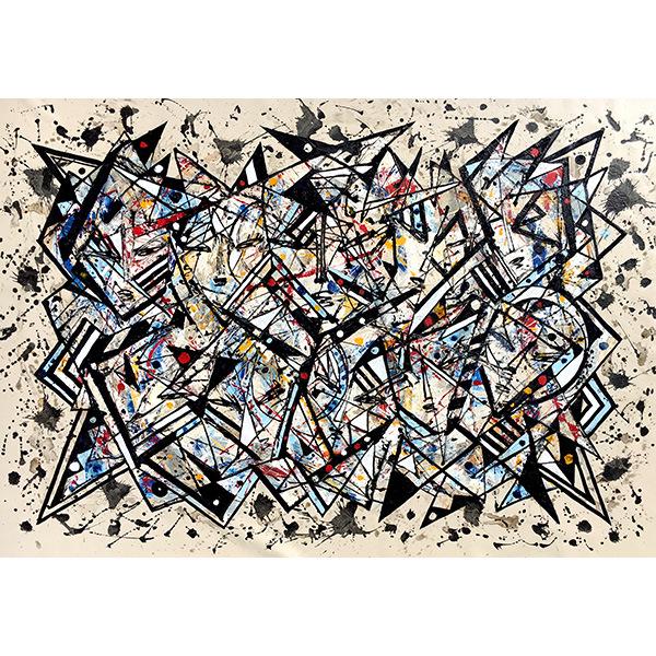 Modern Geometric Graffiti Canvas Art for Bedroom & Living Room