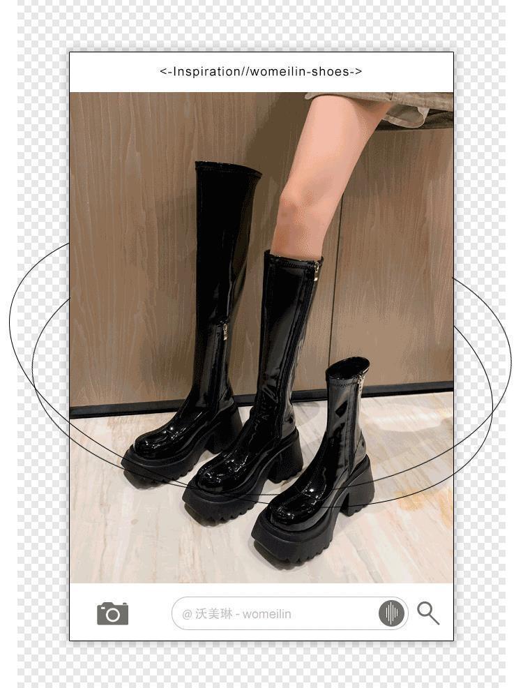 Douyin Recommends ZA Elastic Thin Boots Soft Leather High Boots Thick-soled Long Boots Small Boots Women's Over-the-knee Thin Leg Boots