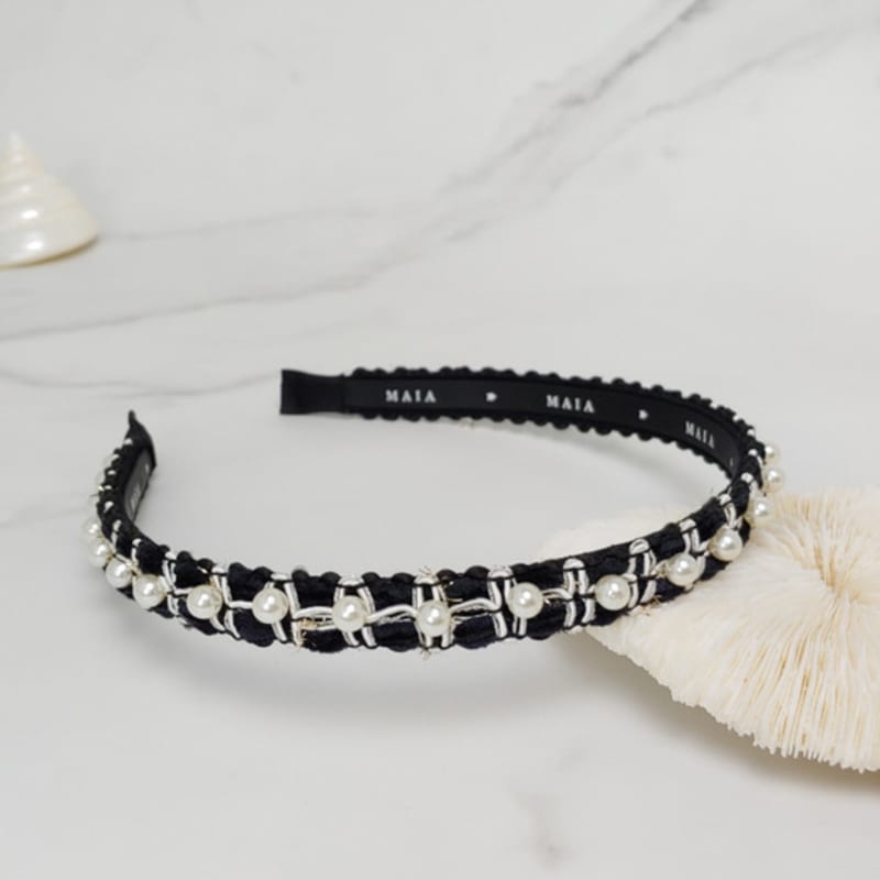 MAIA Perlen Stirnband - Schwarz