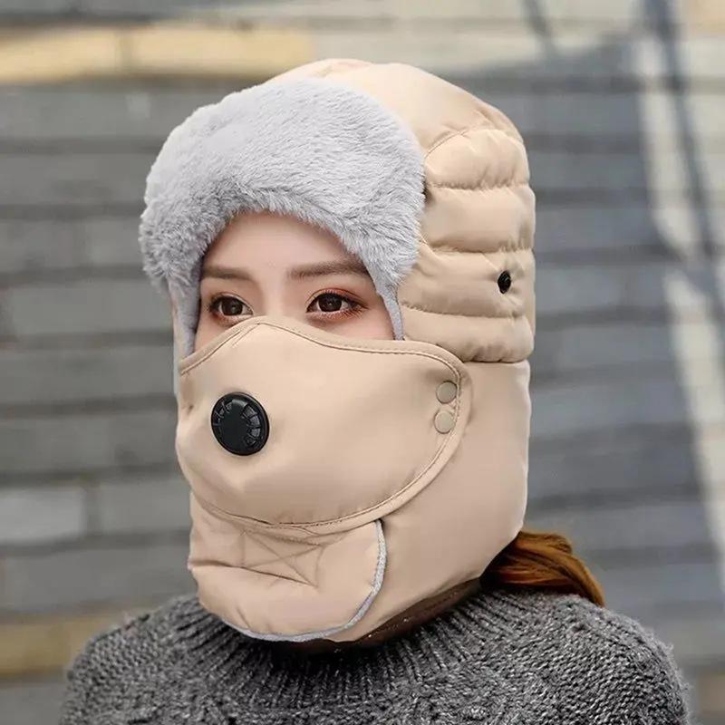 Hiver extérieur hommes et femmes coupe-vent protection des oreilles protection du visage lunettes d'hiver bonnet chaud en coton épais