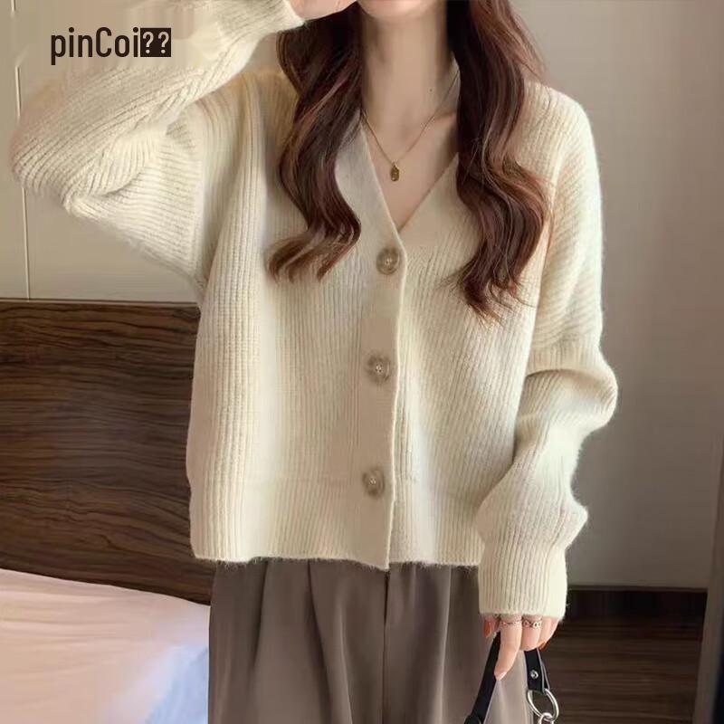 

PinCai Women s V-Neck Long Sleeve Knitted Cardigan L