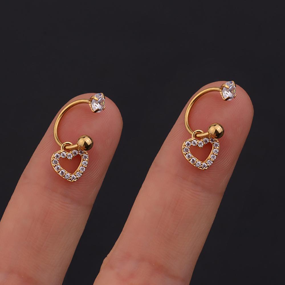 1 Pair Stainless Steel Mini CZ Drop Earring Women Moon Flower Tragus Cartilage Helix Hoop Conch Rook Daith Lobe Piercing Jewelry