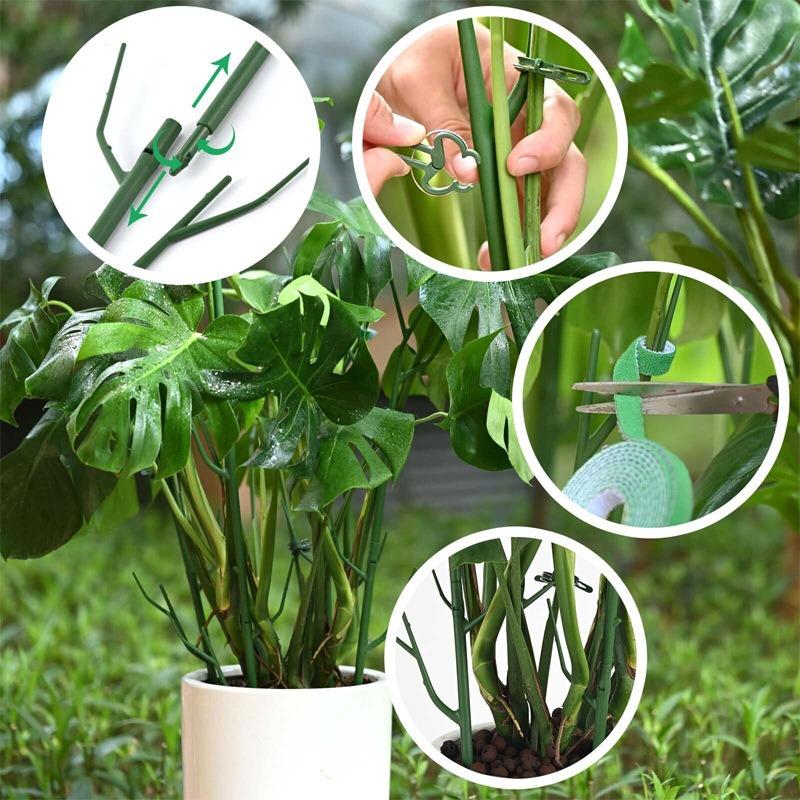 Stackable Plant Support Garden Potted Flower Tree Branch Plants Stakes Home Garden Decoration Support Racks with Clips Straps