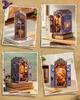 Rolife DIY Buch nook Magisches Haus Katze 3D Puzzle Miniaturhaus Bausatz mit Buch LED Bücherregal Handgefertigte Montage Holz Magisch Retro Illustriert