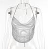 XH233927 Stylový kovový řetízkový halter top - Bez zádový noční klubový módní top