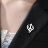 Dawapara Sikh Khanda Symbol Brooch Lapel Pin Sikhism Religious Protection Amulet Unisex Accessories Stainless Steel Jewelry