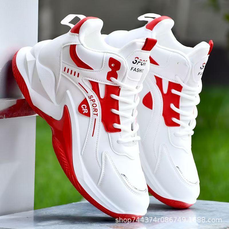 Autumn and winter new leather waterproof sports casual shoes thick-soled non-slip wear-resistant running shoes student tide shoes 38
