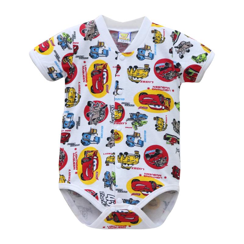 Baby 100% Cotton Short Sleeve Romper Boys And Girls Summer Printing O Neck Snap Button Newborn Clothing