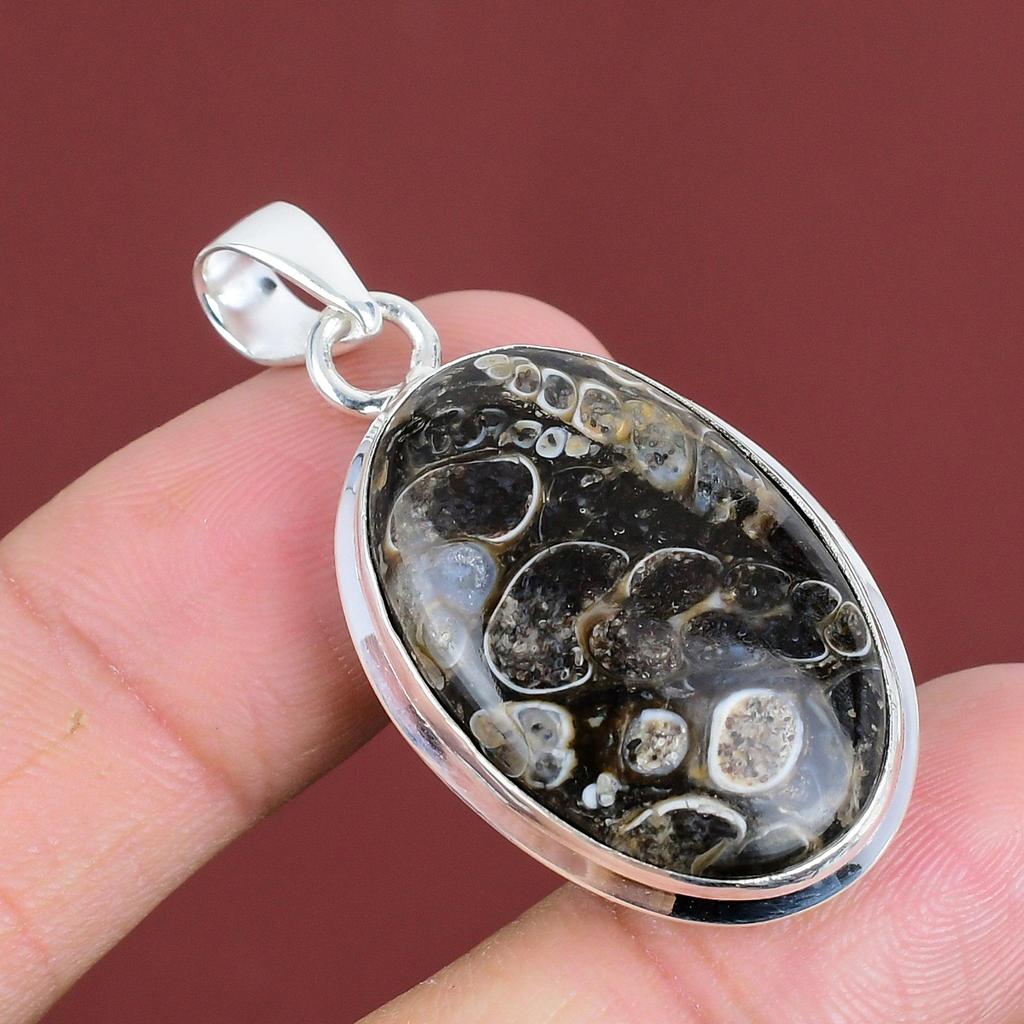 Turritella Agate Pendant Handmade Jewelry Gemstone Pendant 925 Sterling Silver Pendant Turritella Agate Jewelry Gifts For Him Dainty Pendant