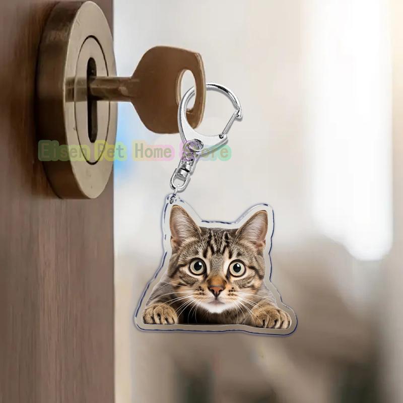 Funny Cat Key Chain Keychains Ring for Accessories Bag Pendant Keyring Jewelry Cute Animal Pet Llaveros Friends Gifts Cool Cats