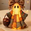 Durable Festival Party Supplies Lighted Vintage Patchwork Ghost Door Hanger, Rustic Farmhouse Figurine, LED Light Up Resin Wall Ornament Halloween