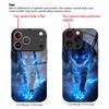 Blue Light Cat Tempered Glass Phone Case Suitable for iPhone17 16 15 14 13 12 11Pro Max Plus Anti Drop and Shockproof Back Cover