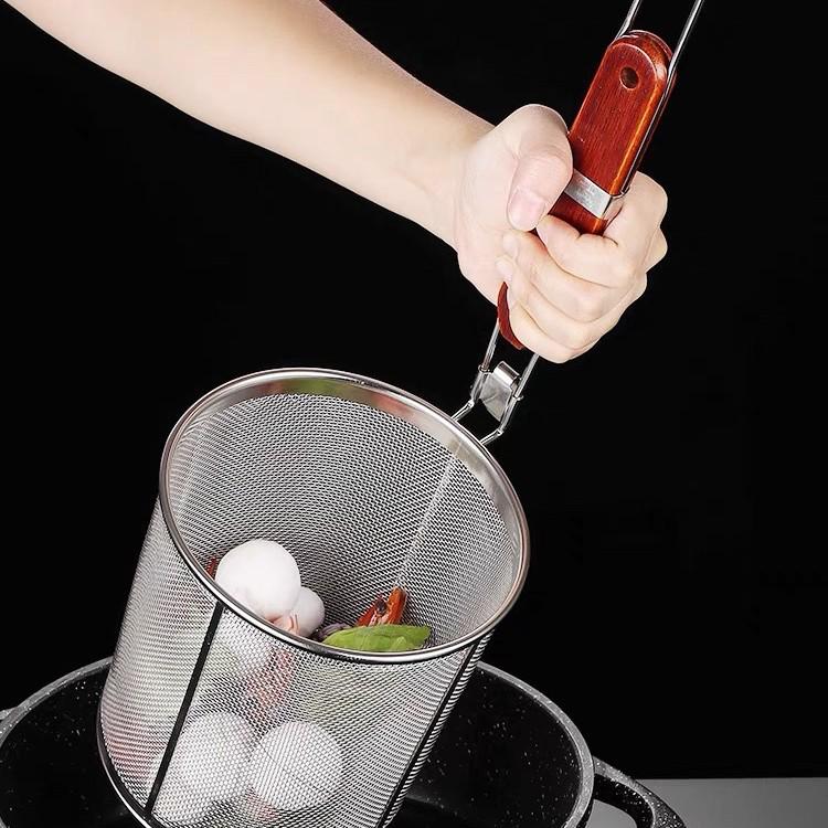 304 Stainless Steel Noodle Skimmer Ladle - Large Strainer for Mala Tang and Soup