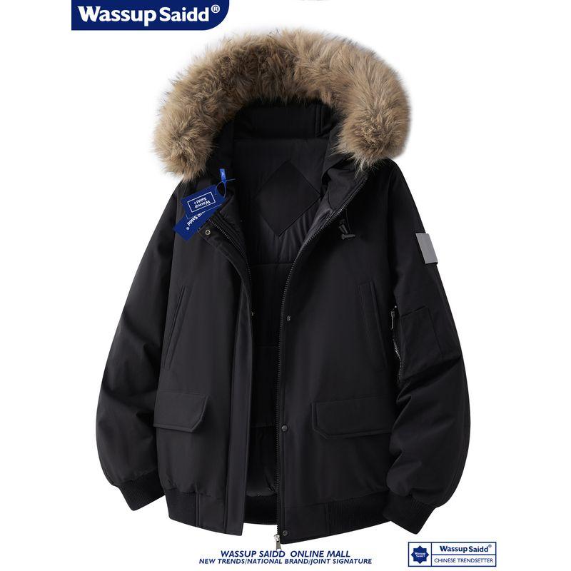 Wassup Saidd Fur Collar Parka 2025 New Men's Winter Thickened Warm Cotton Coat Jacket Thickened and Warm