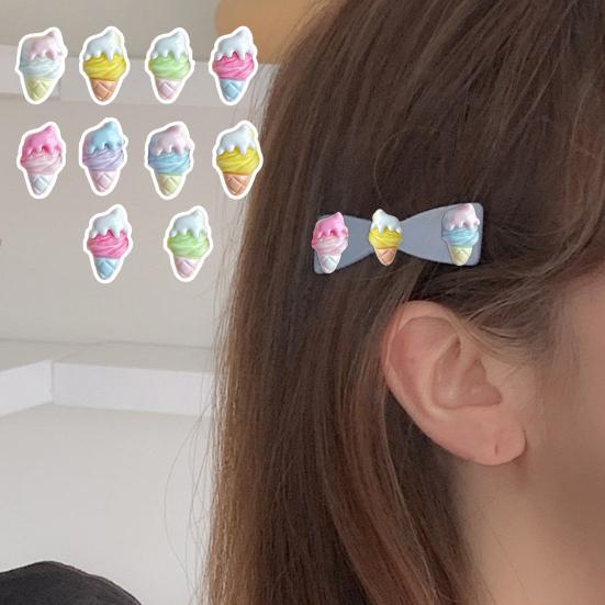 10Pcs Mini Colorful Ice Cream Charm Simulated Ice Cone Figurine DIY Handmade Jewelry Hair Clip Backpack Bag Decoration Accessories
