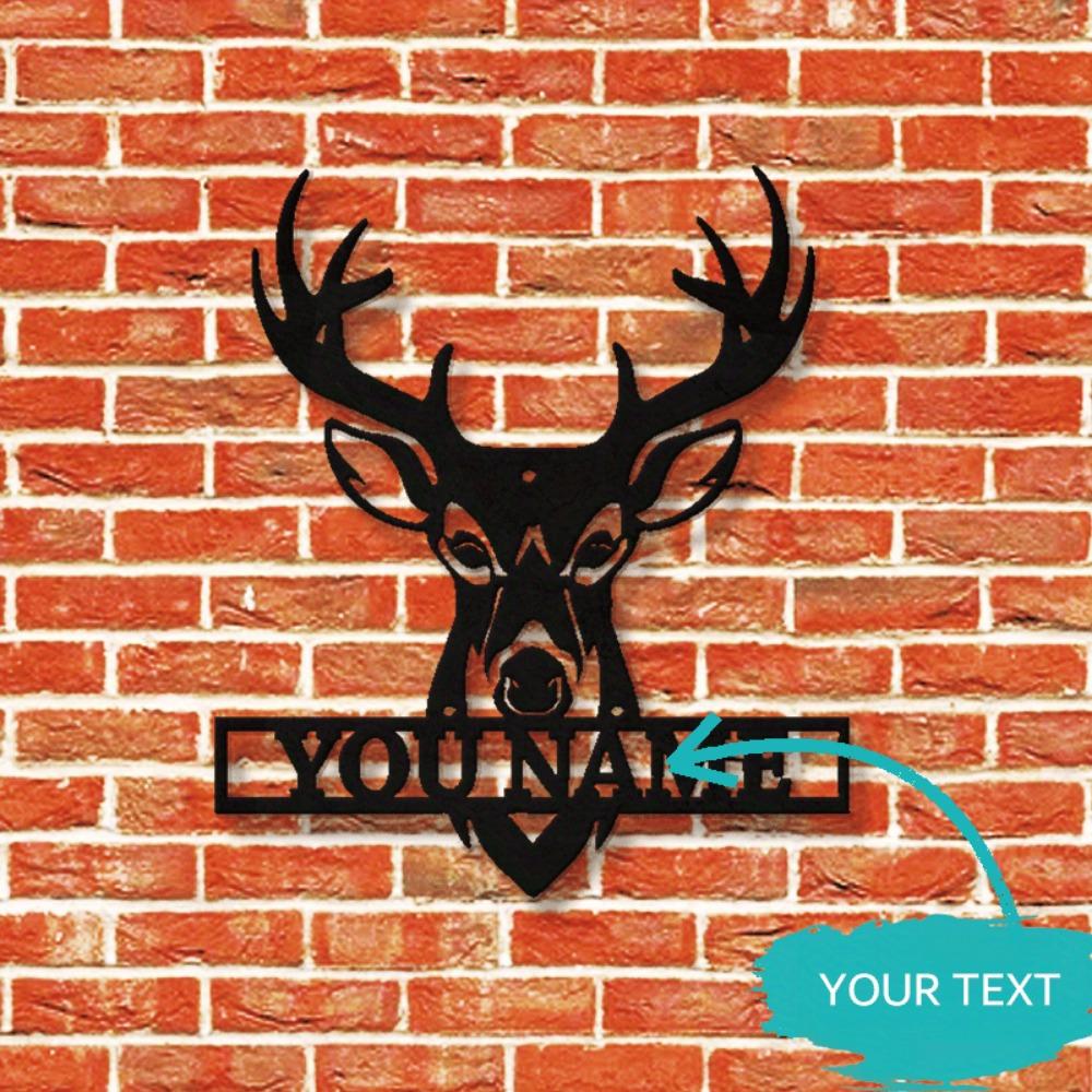 Custom Elk Head Metal Wall Sign Wedding Home Decor Personalized Name Art