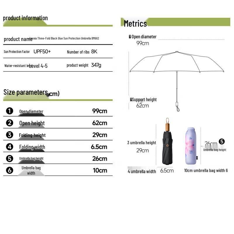 Banana Umbrella BM662 Three-Fold UV Protection Portable Umbrella