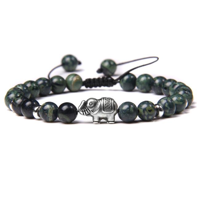 Pulseira trançada de pedra natural, jades verdes, turquesas africanas, contas, pulseiras de corda ajustáveis para homens e mulheres, presente criativo