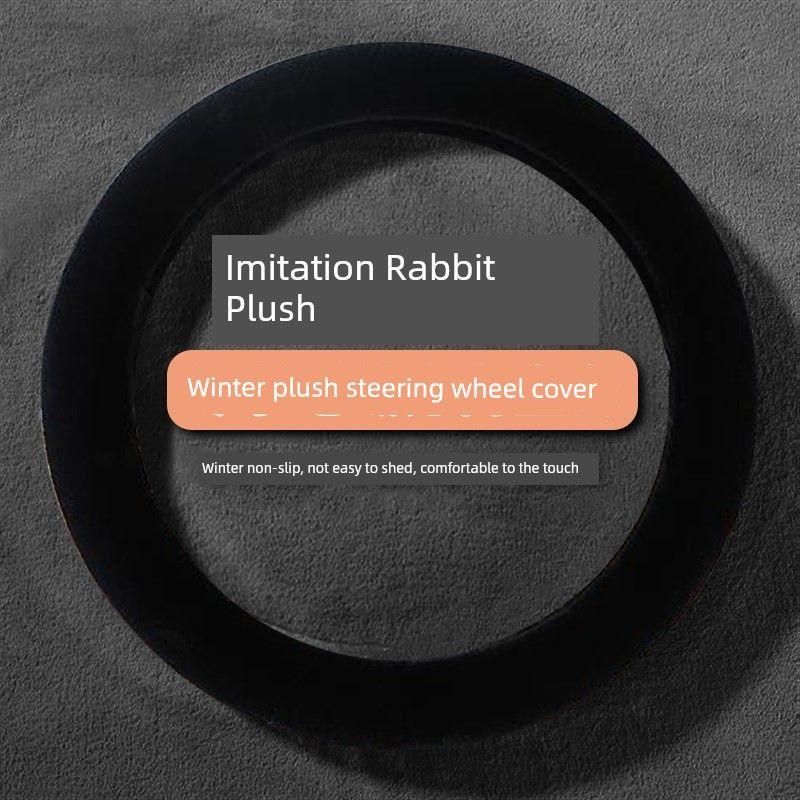 

Car Steering Wheel Cover Winter K Short Plush Non-Slip Warm Handlebar Cover for Men and Women All Seasons Thin Long Plush Encrypted Plush Steering Wheel Cover [Black]
