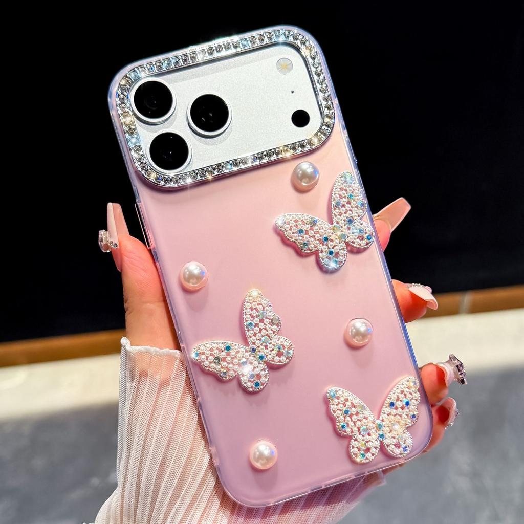 Japan and Korea IMD for iPhone17Promax Mobile Phone Case Apple 16Pro Pearl 15Pro Butterfly Case