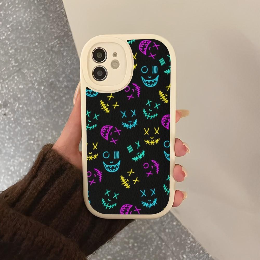 Neon Pattern Phone Case Hard Leather For iPhone 16 15 14 13 12 Mini 11 14 Pro Max Xs X Xr 7 8 Plus Fundas